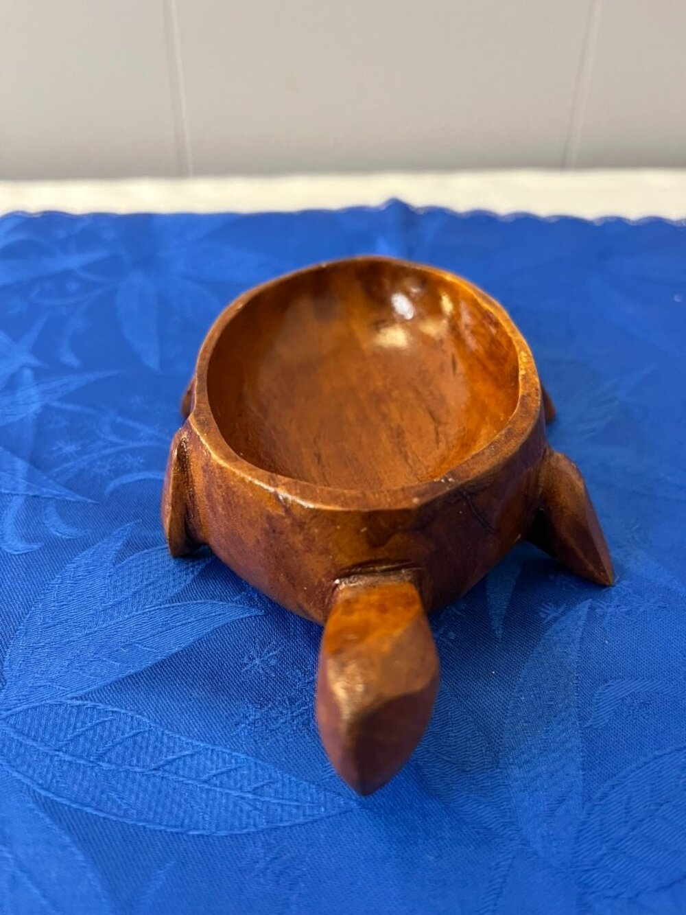 Vintage Hand Carved Wooden Turtle Bowl Trinket Dish Ring Dish Decor